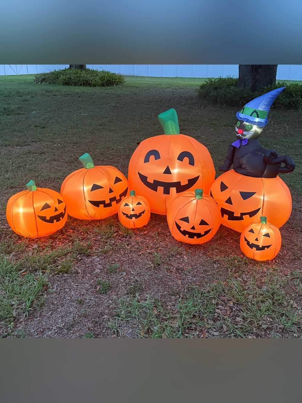 8 ft LED Lighted Inflatable Pumpkin Patch Cat Halloween Yard Decor Illuminated